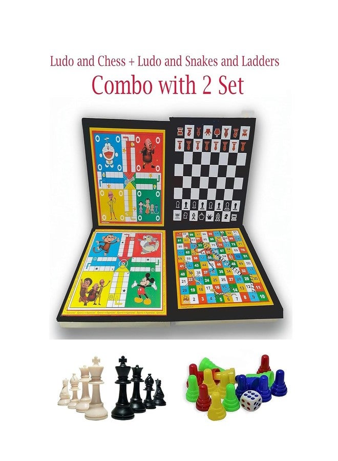 XOKO Combo of Woonden Ludo + Chess + Snake & Ladders with 1 Set of Ludo Coins 1 Set of Chessmen Coins| 3 in 1 Board Game Strategy & War Game Indoor Game Party & Fun Games Board Game| - Image 2