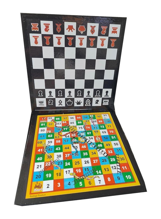 XOKO Combo of Woonden Ludo + Chess + Snake & Ladders with 1 Set of Ludo Coins 1 Set of Chessmen Coins| 3 in 1 Board Game Strategy & War Game Indoor Game Party & Fun Games Board Game| - Image 4