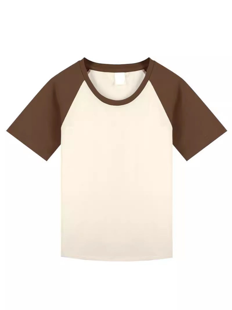 Summer Men'S And Women'S Same Style Short-Sleeved Hong Kong Style T-Shirt Trendy Brand Fashionable Loose All-Match New Style Round Neck Color Matching Base Shirt Trendy - Image 5