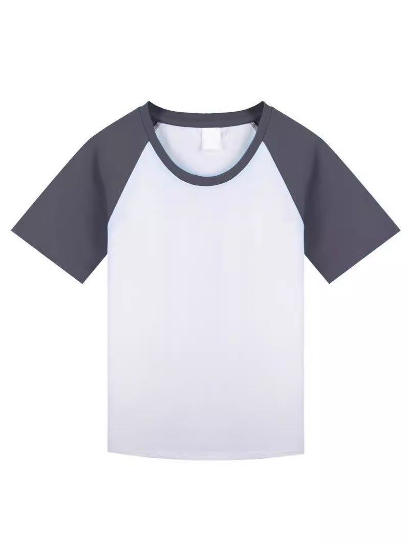 Summer Men'S And Women'S Same Style Short-Sleeved Hong Kong Style T-Shirt Trendy Brand Fashionable Loose All-Match New Style Round Neck Color Matching Base Shirt Trendy - Image 2
