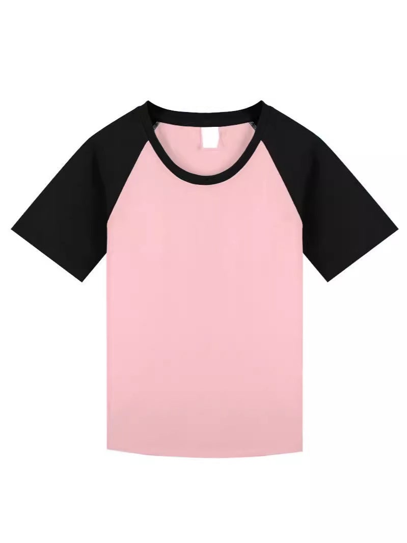 Summer Men'S And Women'S Same Style Short-Sleeved Hong Kong Style T-Shirt Trendy Brand Fashionable Loose All-Match New Style Round Neck Color Matching Base Shirt Trendy - Image 4