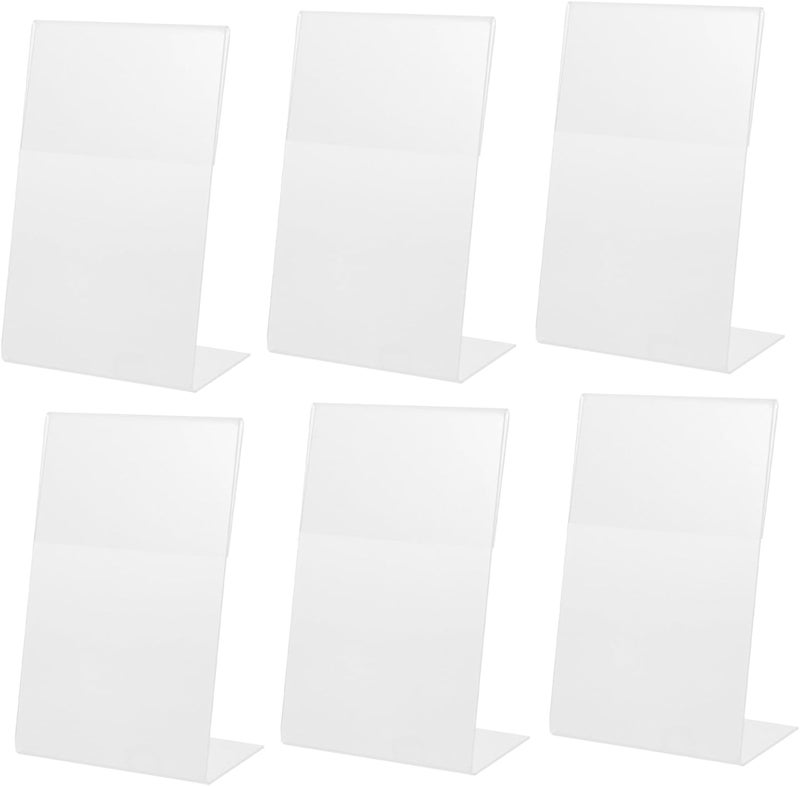Garneck Multiple Plate Display Stands 6pcs l Shape Acrylic Sign Holders Side Slots - Image 1
