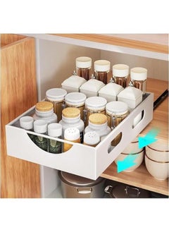 Beauenty Pull Out Cabinet Organizer Fixed With Adhesive Nano Film,Heavy Duty Storage and Organizer Sliding Drawer Pantry Shelves,Pull Out Cabinet Organizer for Kitchen,Living Room,Bathroom,Home (White)  - Image 1
