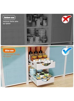 Beauenty Pull Out Cabinet Organizer Fixed With Adhesive Nano Film,Heavy Duty Storage and Organizer Sliding Drawer Pantry Shelves,Pull Out Cabinet Organizer for Kitchen,Living Room,Bathroom,Home (White)  - Image 4