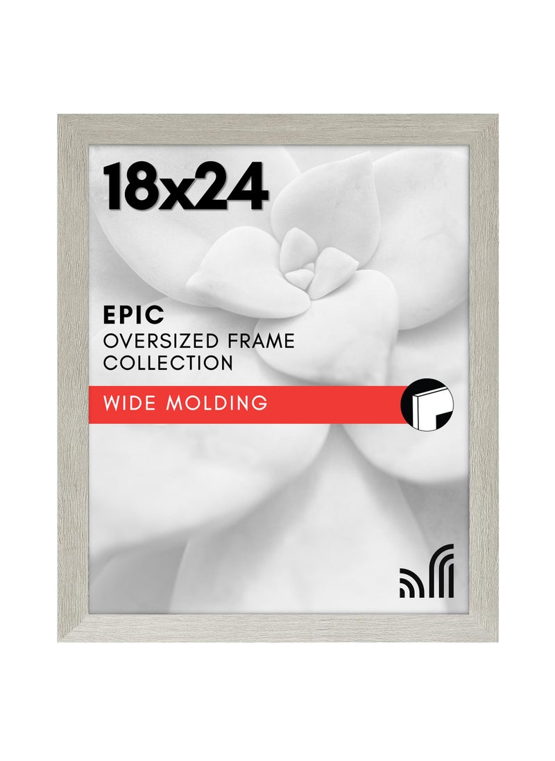 Americanflat Americanflat 18x24 Poster Frame with Polished Plexiglass  Wide Picture Frames Made of Engineered Wood for Vertical or Horizontal Wall Display  Epic Collection  Grey 