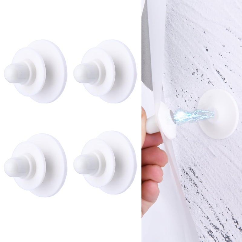 LEKUSHA Magnetic Shower Curtain Clips, Self Adhesive Splash Guard Clips, Keep Curtain Liner Closed to Wall, Stop Liner from Billowing, Prevent Water Off Floor, White, Pack of 4 - Image 1