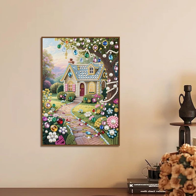 طقم رسم اللؤلؤ الفني yzARTche، حرفة يدوية من اللؤلؤ DIY، حرفة رسم النقاط بالأحجار الكريمة لديكور الجدران المنزلية، مجموعة هدايا غير مؤطرة 30×40 سم - 22 - فيلا - Image 5