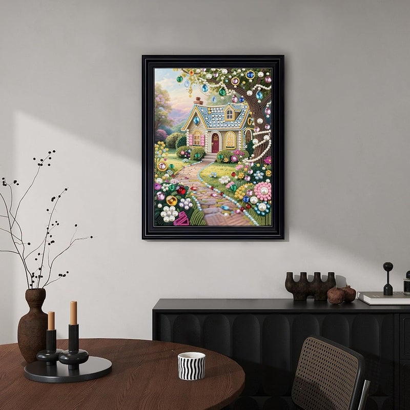 طقم رسم اللؤلؤ الفني yzARTche، حرفة يدوية من اللؤلؤ DIY، حرفة رسم النقاط بالأحجار الكريمة لديكور الجدران المنزلية، مجموعة هدايا غير مؤطرة 30×40 سم - 22 - فيلا - Image 3