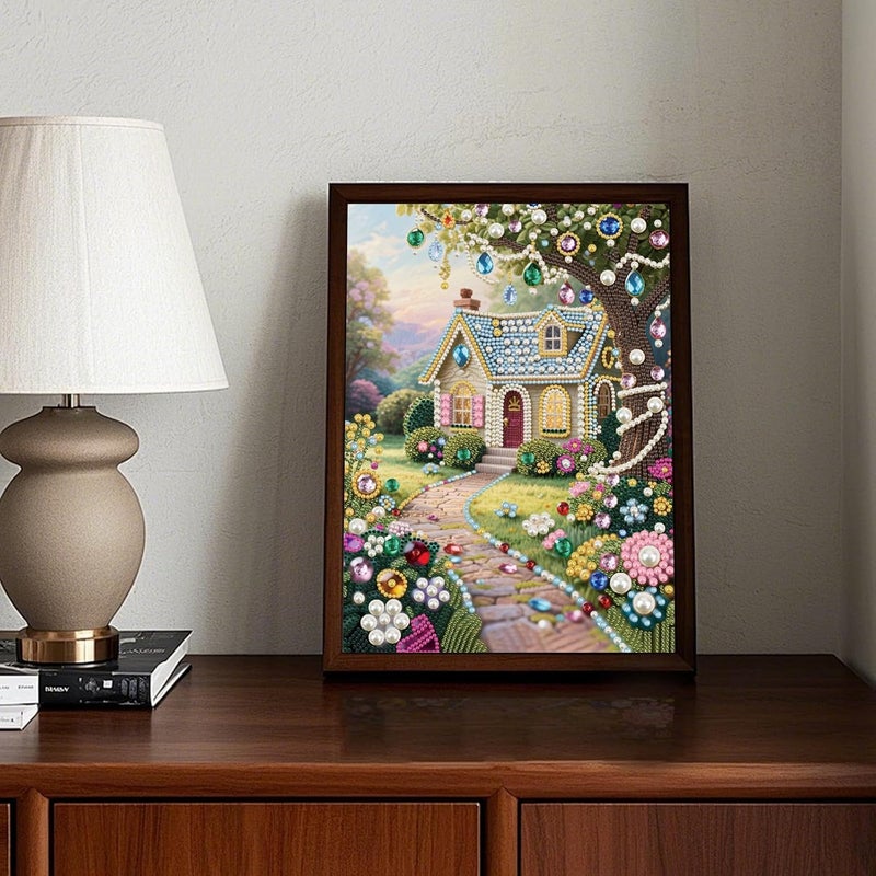 طقم رسم اللؤلؤ الفني yzARTche، حرفة يدوية من اللؤلؤ DIY، حرفة رسم النقاط بالأحجار الكريمة لديكور الجدران المنزلية، مجموعة هدايا غير مؤطرة 30×40 سم - 22 - فيلا - Image 4