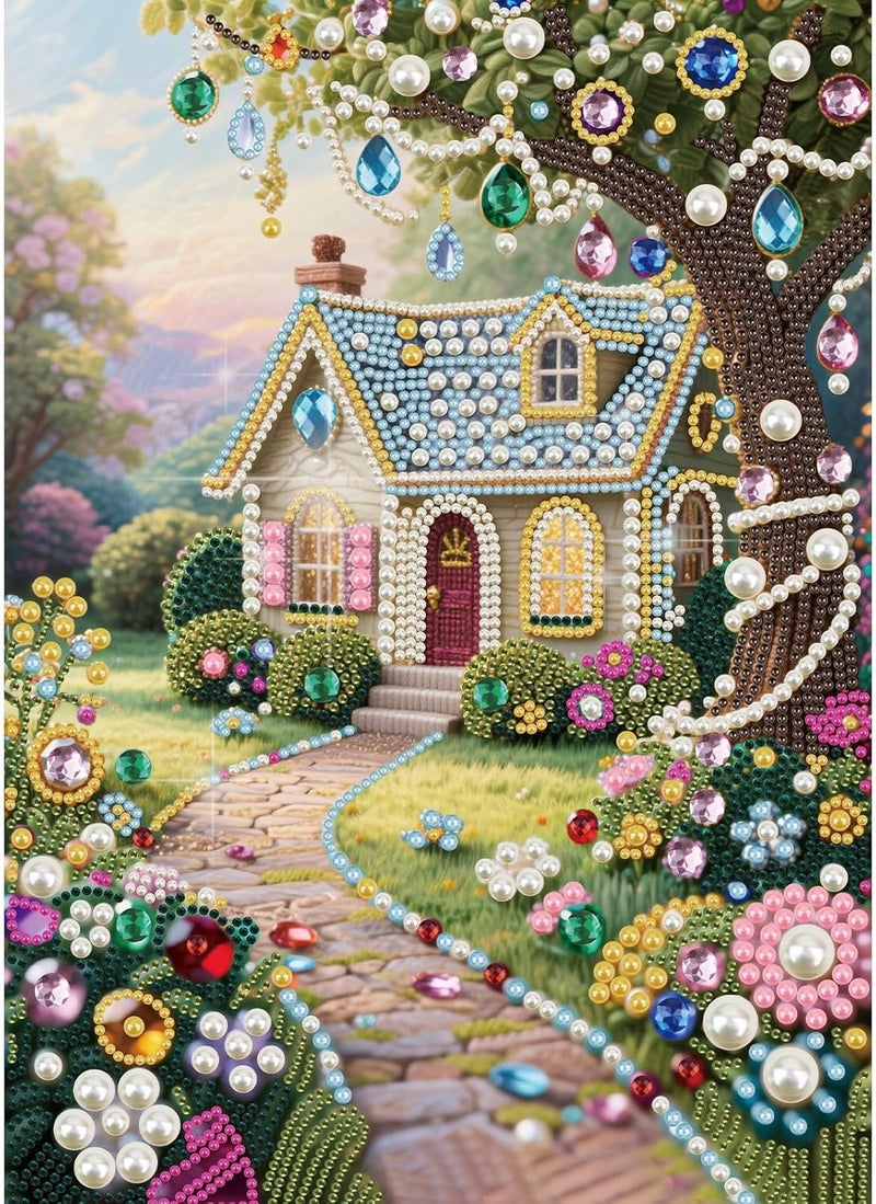 طقم رسم اللؤلؤ الفني yzARTche، حرفة يدوية من اللؤلؤ DIY، حرفة رسم النقاط بالأحجار الكريمة لديكور الجدران المنزلية، مجموعة هدايا غير مؤطرة 30×40 سم - 22 - فيلا - Image 1