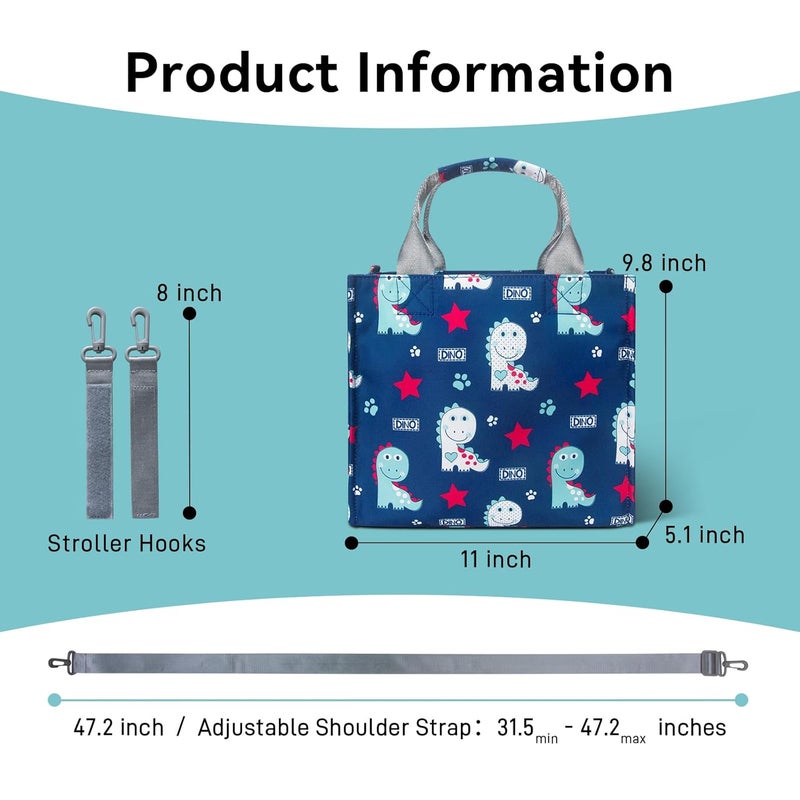 PHEBEN Store Small Diaper Bag Tote Waterproof Travel Mini Diaper Bag Multi-Function Baby Handbag Crossbody Purse(Cute Dinosaur) - Image 3