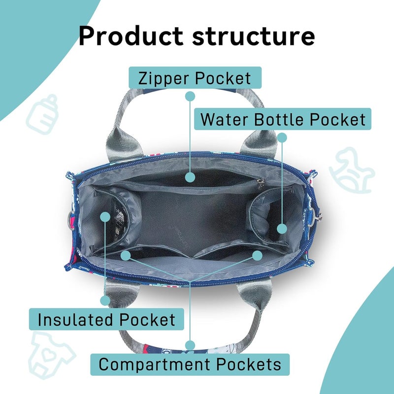 PHEBEN Store Small Diaper Bag Tote Waterproof Travel Mini Diaper Bag Multi-Function Baby Handbag Crossbody Purse(Cute Dinosaur) - Image 4