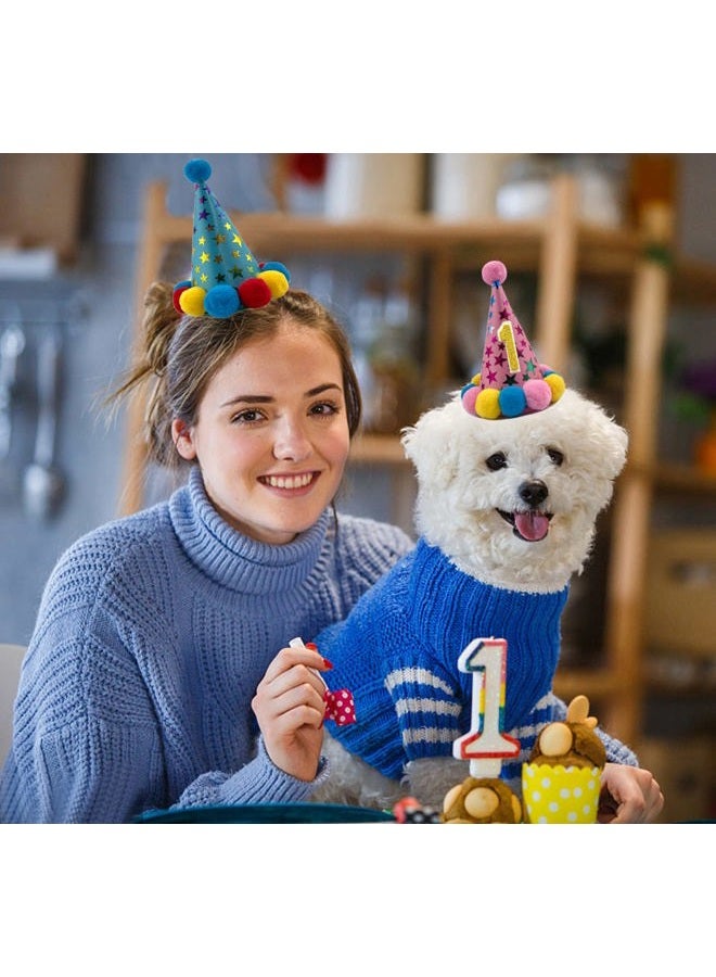 3DROSE 3/5Pcs Small Cats Dogs Birthday Hats Set， Kitten Puppies Party Decoration Hats Grooming Accessories (3 Pcs Classic Style) - Image 3