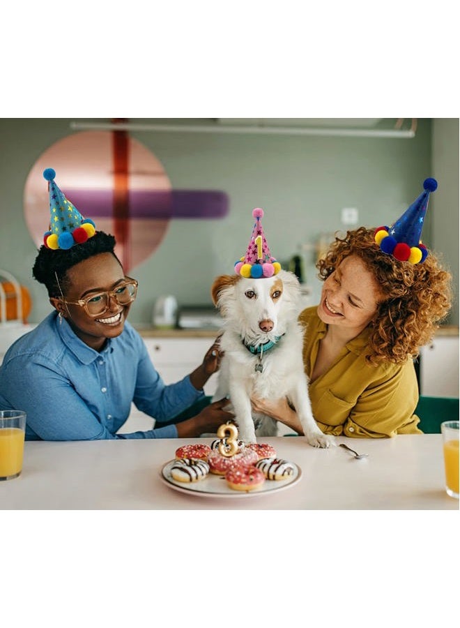 3DROSE 3/5Pcs Small Cats Dogs Birthday Hats Set， Kitten Puppies Party Decoration Hats Grooming Accessories (3 Pcs Classic Style) - Image 5