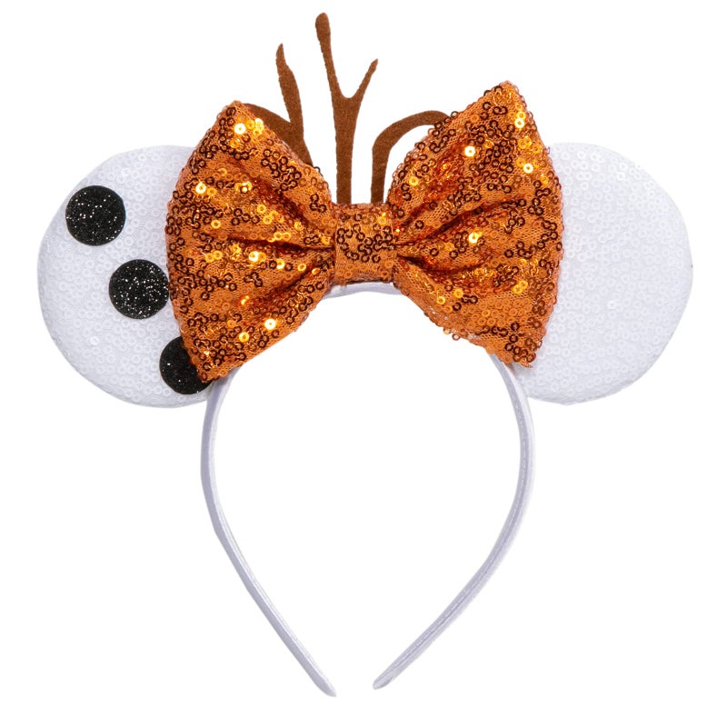 CHuangQi Mouse Ears Headband with Shiny Bow, Double-sided Sequins Glitter Hair Band, for Birthday Party Celebration & Event (XC16) - Image 1