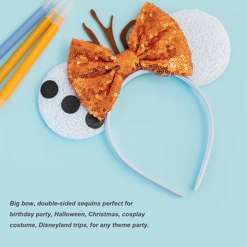 CHuangQi Mouse Ears Headband with Shiny Bow, Double-sided Sequins Glitter Hair Band, for Birthday Party Celebration & Event (XC16) - Image 4