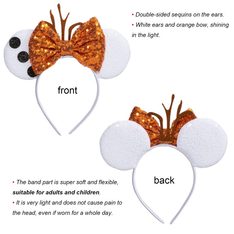 CHuangQi Mouse Ears Headband with Shiny Bow, Double-sided Sequins Glitter Hair Band, for Birthday Party Celebration & Event (XC16) - Image 2
