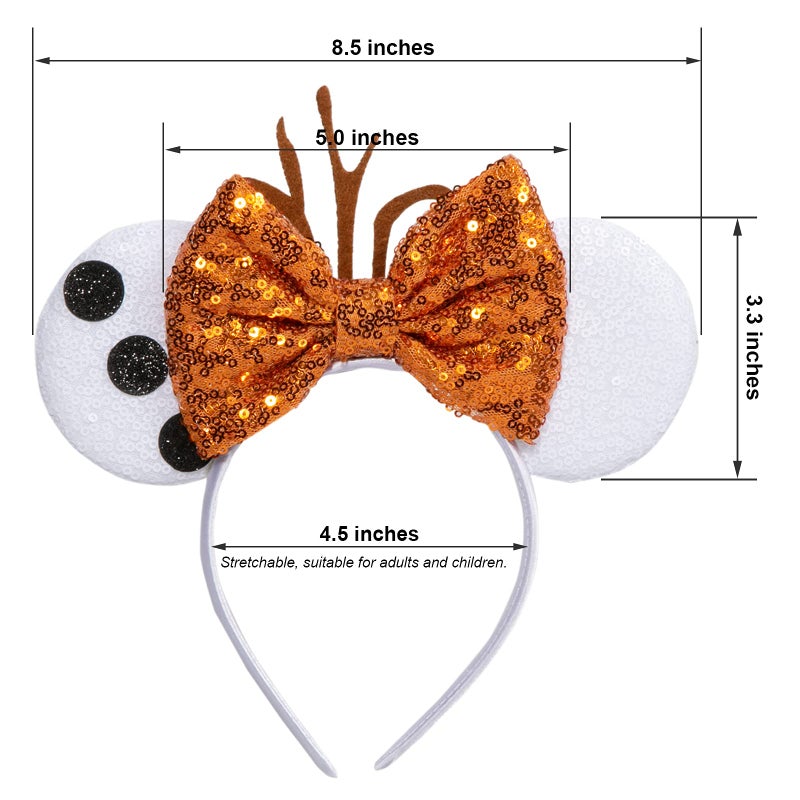 CHuangQi Mouse Ears Headband with Shiny Bow, Double-sided Sequins Glitter Hair Band, for Birthday Party Celebration & Event (XC16) - Image 3