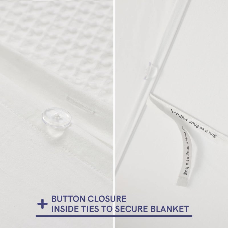 YnM Cotton Waffle Weave Duvet Cover for Weighted Blankets with 16 Strings (Coconut White, 48''x72'') - Image 3