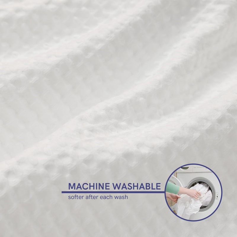 YnM Cotton Waffle Weave Duvet Cover for Weighted Blankets with 16 Strings (Coconut White, 48''x72'') - Image 5