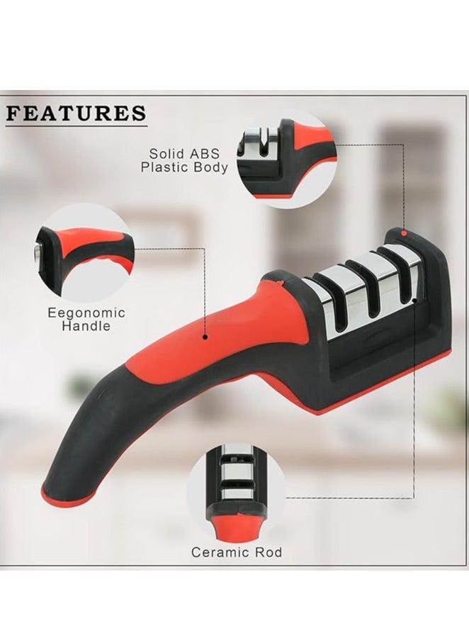 Rahalife Knife Sharpener – Easy-to-Use, Durable Sharpener for Kitchen Knives with Non-Slip Base - Assorted Colours - Image 4