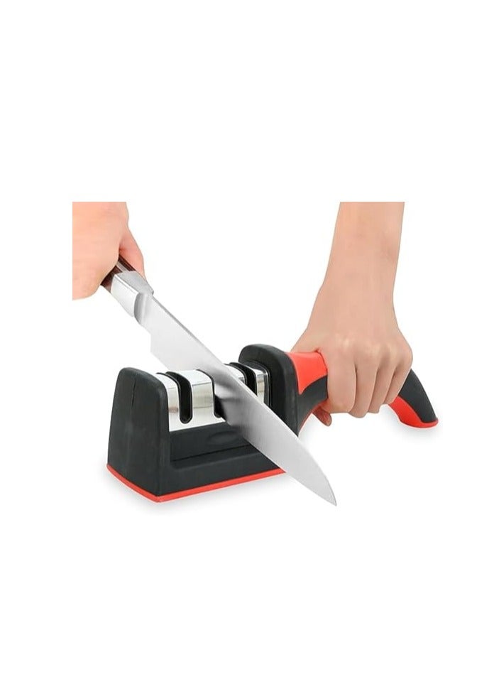 Rahalife Knife Sharpener – Easy-to-Use, Durable Sharpener for Kitchen Knives with Non-Slip Base - Assorted Colours - Image 3