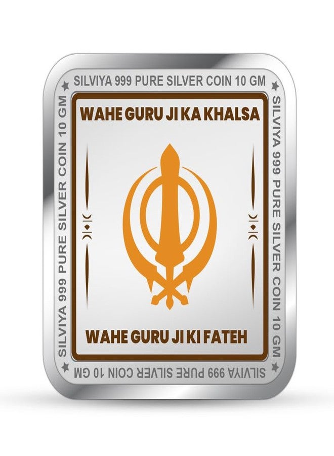 Silviya BIS Hallmarked 999 Pure Silver Guru Gobind Singh Ji Coin (10g) Square Shape - Sikh Religious Gift - Spiritual Keepsake - With Certificate of Authenticity - Image 3