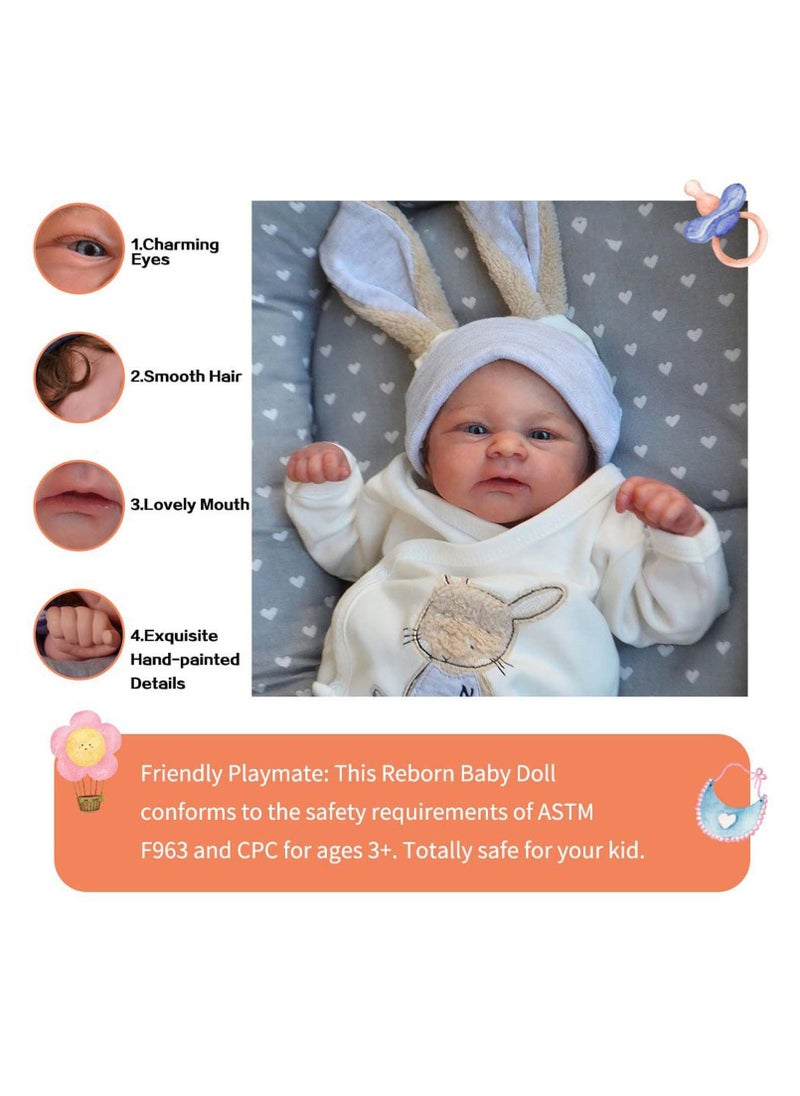 ان بي كي دمية طفل جميلة تبدو حقيقية، دمية baby بطول 19 بوصة مصنوعة من الفينيل والسيليكون، دمى أطفال مستنسخة ناعمة بجسم كامل من السيليكون مع مجموعة ملابس، دمية طفل واقعية للأعمار من 3 سنوات فما فوق.  - Image 3