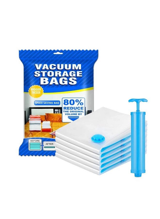Deejay Deejay Space Saver Reusable Vacuum Storage Ziplock Compression Sealer Bags For Travel Clothes And Home Blankets,Quilts With Hand Pump-(Standard Pack Of 5 (2 Small+2 Medium+1 Large,Plastic)Transparent  - Image 1