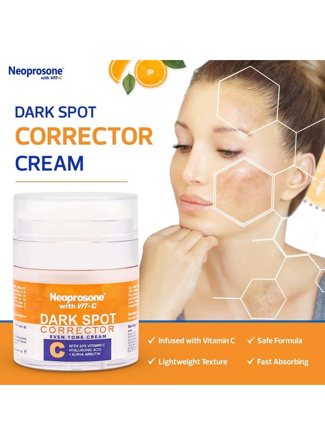 Neoprosone 20% Vitamin C Dark Spot Corrector Cream 1 Fl Oz / 30Ml Skin Brightening Gel Cream With Hyaluronic Acid Vitamin E  - Image 3