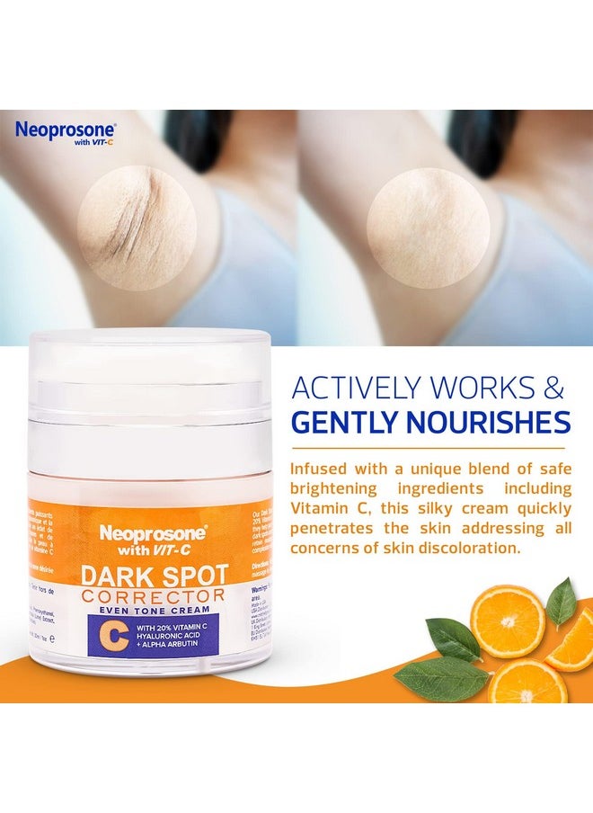 Neoprosone 20% Vitamin C Dark Spot Corrector Cream 1 Fl Oz / 30Ml Skin Brightening Gel Cream With Hyaluronic Acid Vitamin E  - Image 5