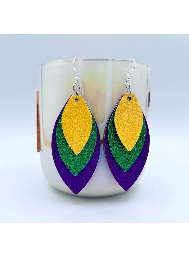 Mall of Style Purple Gold Green Earrings For Women - Mardi Gras Jewelry - Mardi Gras Accessories (Power) - Image 2