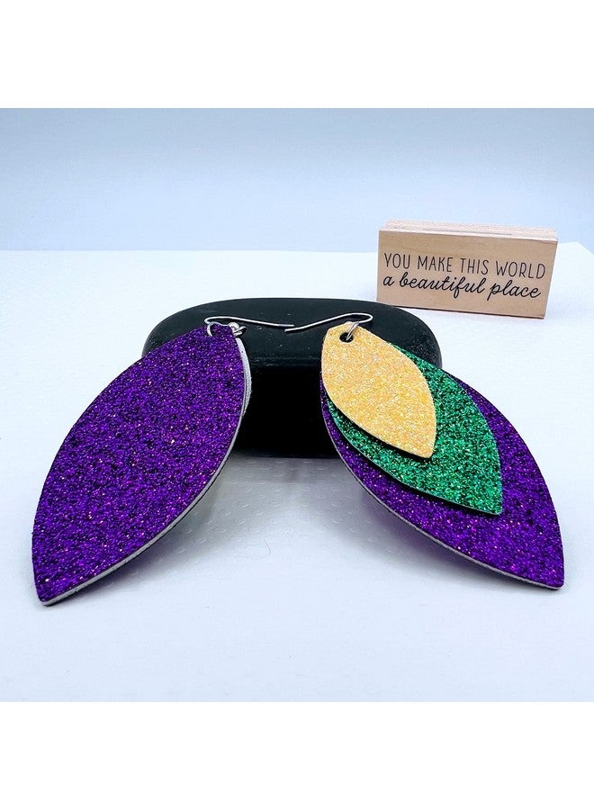 Mall of Style Purple Gold Green Earrings For Women - Mardi Gras Jewelry - Mardi Gras Accessories (Power) - Image 3