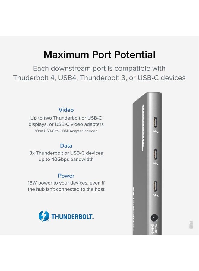 Plugable USB4 Hub, 5-in-1 Thunderbolt 4 Hub with 60W Charging, Single 8K or Dual 4K Display, Compatible with USB4 / Thunderbolt 4/3 Macs and USB4 / Thunderbolt 4 Windows (1x USB-C to HDMI Adapter) - Image 3