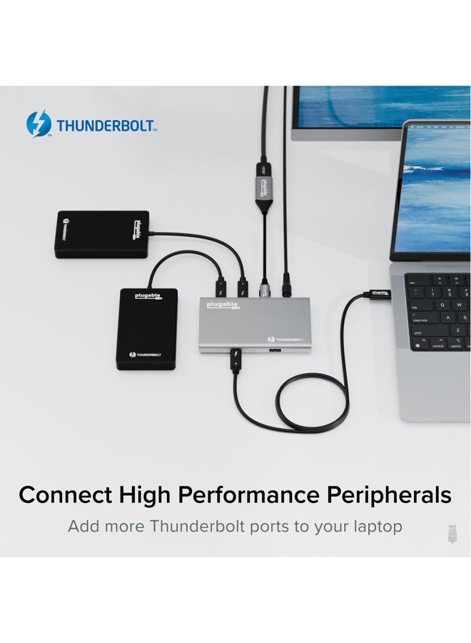 Plugable USB4 Hub, 5-in-1 Thunderbolt 4 Hub with 60W Charging, Single 8K or Dual 4K Display, Compatible with USB4 / Thunderbolt 4/3 Macs and USB4 / Thunderbolt 4 Windows (1x USB-C to HDMI Adapter) - Image 5