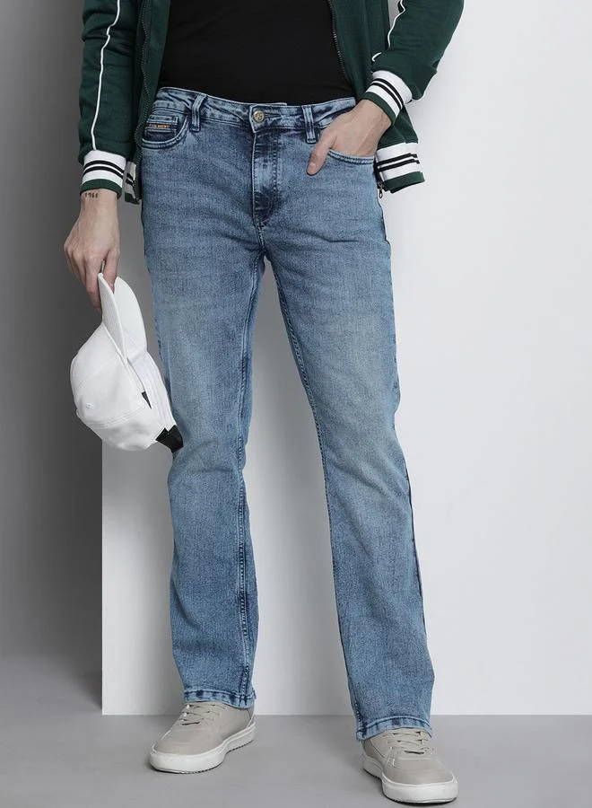 The Indian Garage Co Men Mid Wash Bootcut Jeans