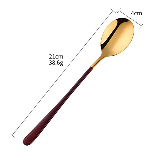 WE-CEF dinnerware Spoon 304 Stainless Steel Titanium Shiny Gold Plating Smooth Edge Modern Design Spoon Silverware Set Dessert Spoon Table Spoon, Suitable for Café Restaurant (Pack - Black - 6) - Image 5