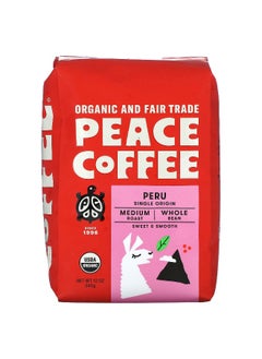 Peace Coffee Peace Coffee, Organic Peru, Whole Bean, Medium Roast, 12 oz (340 g)  - Image 1