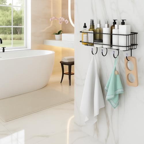 RACKORA Self Adhesive Bathroom Organiser Without Drill, Stainless Steel Shelf Rack for Wall, Kitchen Sink Organizer, Corner Shelf & Wall Hanging Bathroom Storage - Black (Pack of 1) - Image 5