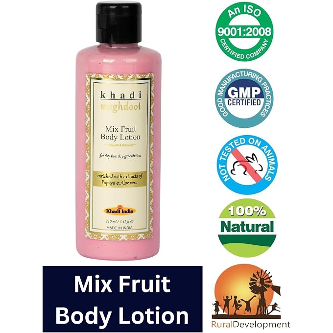 Meghdoot Khadi Meghdoot Mix Fruit Body Lotion 210ml (Pack of 2) - Image 3