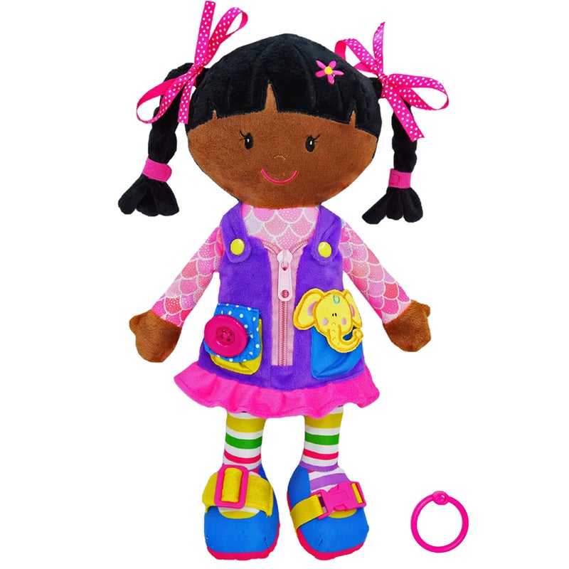 June Garden 155 Dressy Friends Scarlett Educational Stuffed Plush Doll for Kids and Toddlers 2 Years and Up Montessori Buckle Soft Toy - Image 2