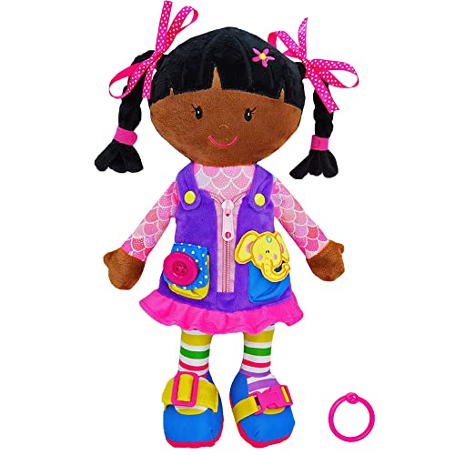 June Garden 155 Dressy Friends Scarlett Educational Stuffed Plush Doll for Kids and Toddlers 2 Years and Up Montessori Buckle Soft Toy - Image 1