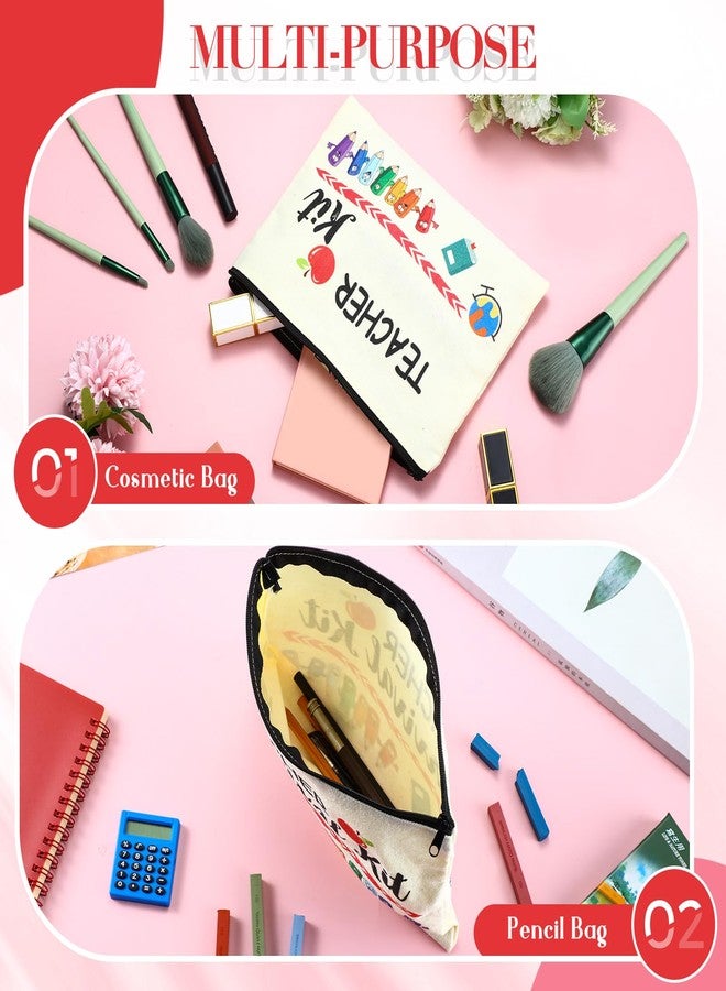 MTLEE 2 Pcs Christmas Teacher Appreciation Gift Women Teacher Kit Present Women Makeup Pouch Cosmetic Bag Thank You Keychain (C Shape) - Image 4