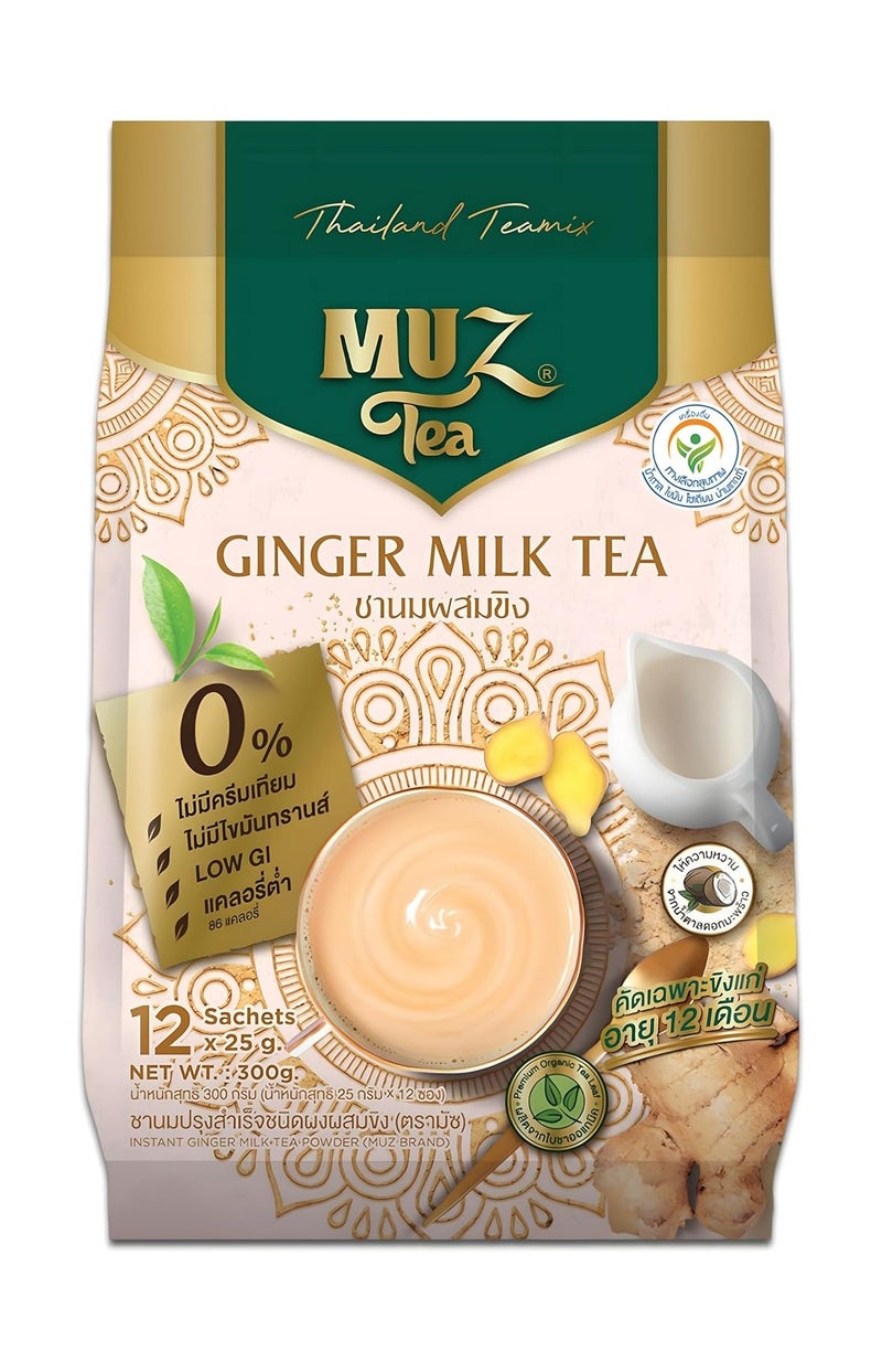 مو شاي حليب الزنجبيل الفوري 3 ×1 مع الشاي الأسود و سكر زهرة جوز الهند - 12 كيس - Image 1
