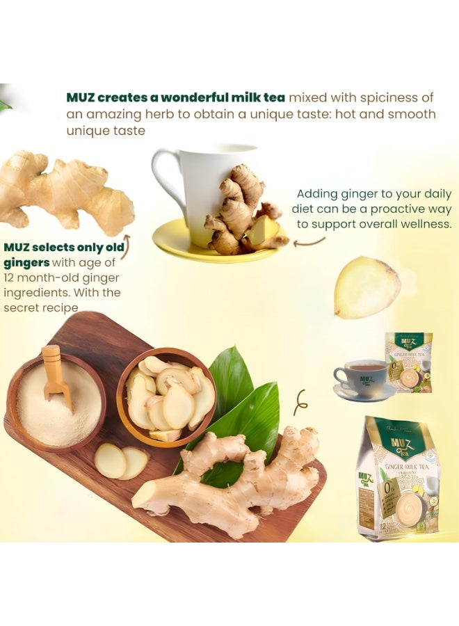 مو شاي حليب الزنجبيل الفوري 3 ×1 مع الشاي الأسود و سكر زهرة جوز الهند - 12 كيس - Image 2