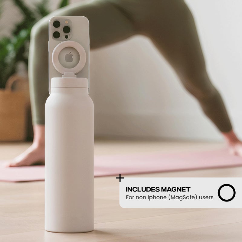 Ringo PRO Water Bottle with Magnetic Phone Mount & Sip Straw Lid - Insulated Stainless Steel Bottle for Workouts, Content Creation, Navigation & Facetime on the Go, 12Hrs Hot/24Hrs Cold Ivory-24oz - Image 3