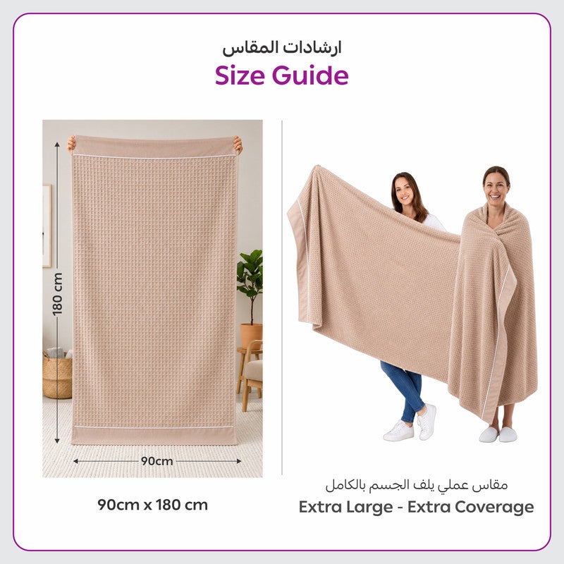 دوناتيلا ملاءة حمام كبيرة جدًا (1 قطعة، 90 × 180 سم) – مايكروفايبر 310 GSM بنسيج وافل – ملاءة حمام كبيرة جدًا فائقة النعومة وعالية الامتصاص وسريعة الجفاف، خفيفة الوزن بلون سادة للحمام، الجيم، السبا والسفر. - Image 3