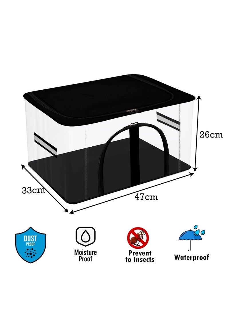 Kuber Industries Kuber Industries Pack of 20 Storage Bag Wardrobe Bag with Handle PVC Transparent Storage Bag MultiPurpose Bag for ClothesToy Underbed Storage Bag U Zip Navy Blue Black  - Image 3