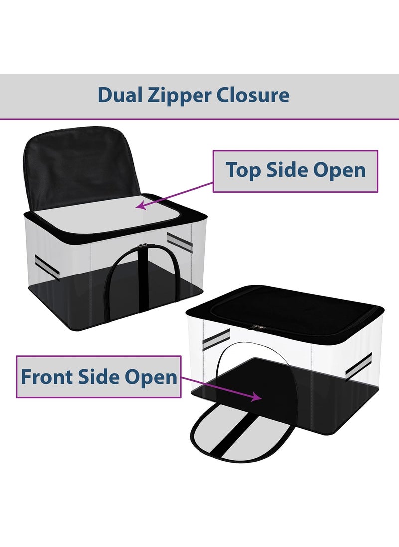 Kuber Industries Kuber Industries Pack of 20 Storage Bag Wardrobe Bag with Handle PVC Transparent Storage Bag MultiPurpose Bag for ClothesToy Underbed Storage Bag U Zip Navy Blue Black  - Image 5