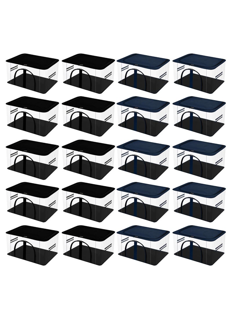Kuber Industries Kuber Industries Pack of 20 Storage Bag Wardrobe Bag with Handle PVC Transparent Storage Bag MultiPurpose Bag for ClothesToy Underbed Storage Bag U Zip Navy Blue Black  - Image 1
